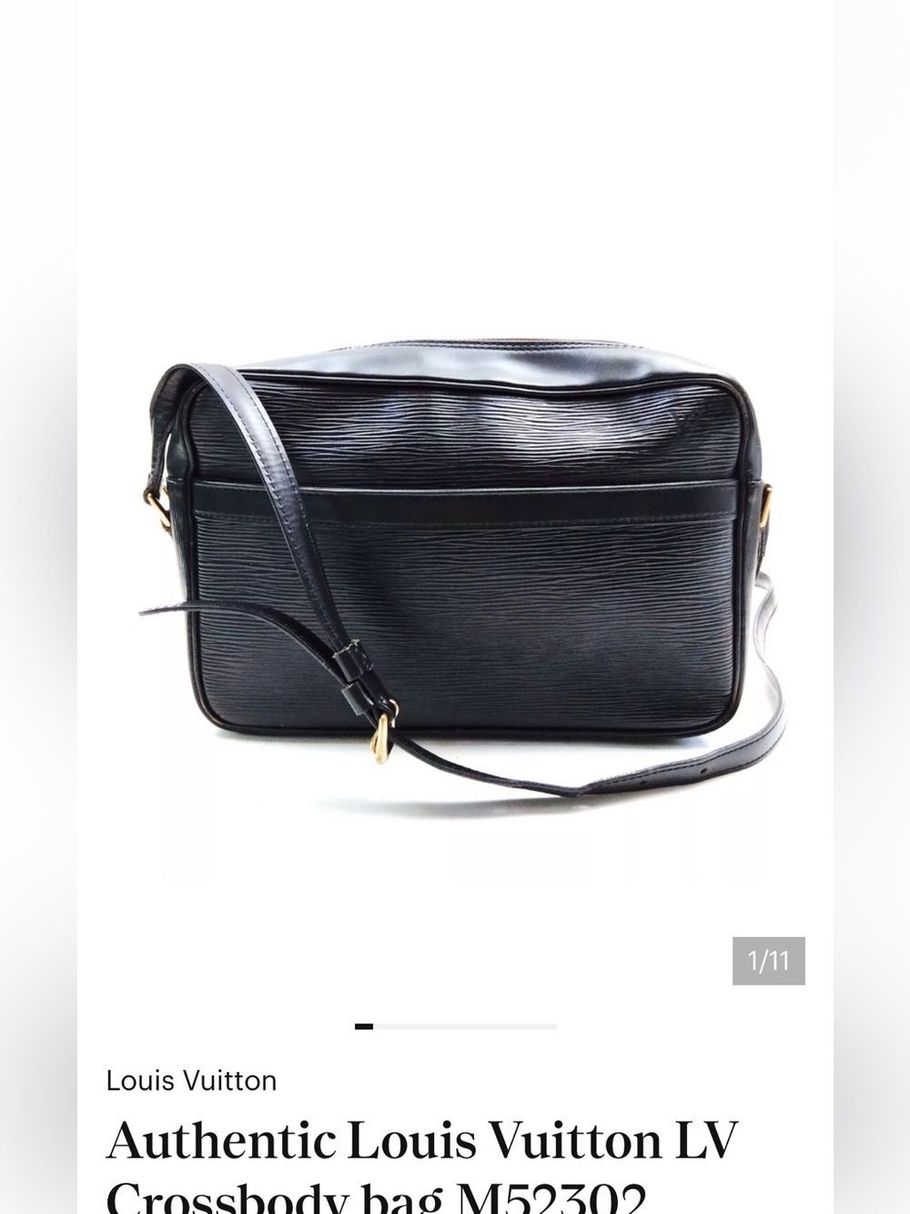 Authentic Louis Vuitton LV Crossbody bag M52302 Trocadero Black Epi 3242813